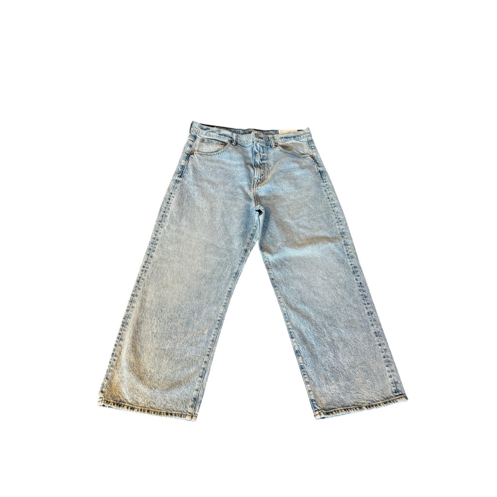 American Eagle Mens Baggy Jeans 36x30 Light Wash Blue Denim Relaxed Wide Leg NEW